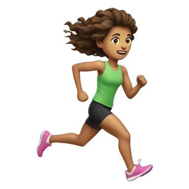girl with brun hair running marathon  sticker