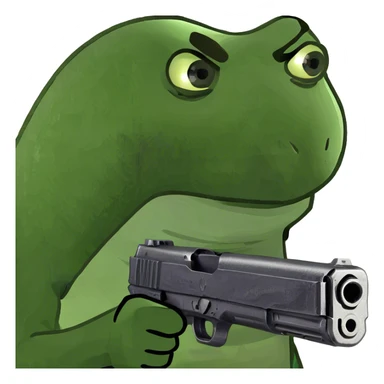 holding a gun sticker