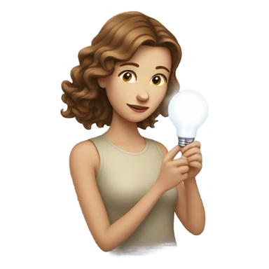 long wavy brown-hair white girl with bulb sticker