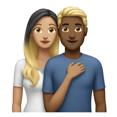 brown Man and blonde woman cuddle sticker