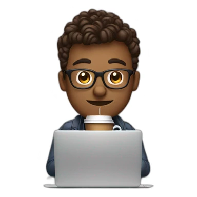 geek with coffee and laptop sticker