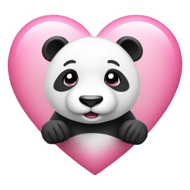 White panda with pink heart sticker