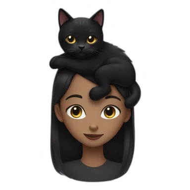 Black cat sitting on girl face sticker