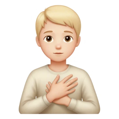 A person sitting still with their hand gently placed on their chest. A soft, warm light begins to emerge from within.  faint, blurred images of childhood moments float in the air, still distant slowly clearer as they focus on present sticker