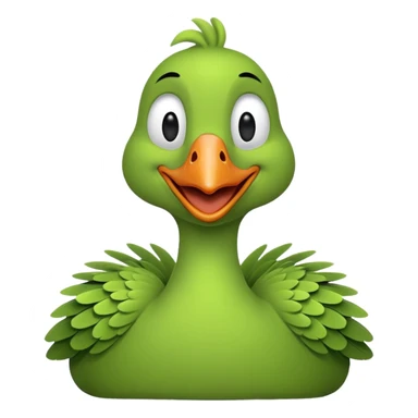Make an emoji for a goose that's green. I want the goose to be goofy sticker