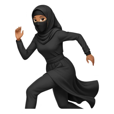 woman in a black niqab, running, dynamic pose sticker