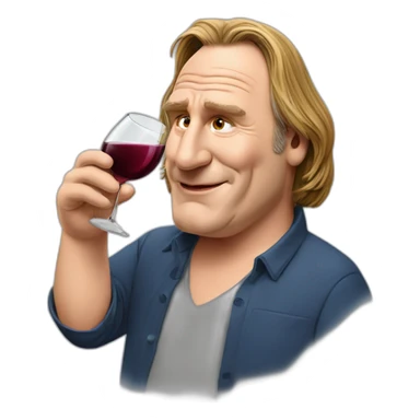 Gérard Depardieu drinks wine  sticker