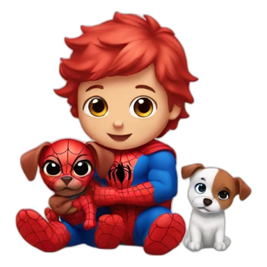 Baby Spiderman with puppy  sticker