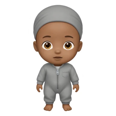 Black baby with straight face in a grey jumpsuit sticker