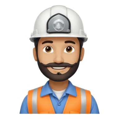 Indian muslim structural engineer wearing a white helmet.  also having small beard sticker