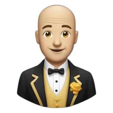 bald man wearing a dinner jacket sticker