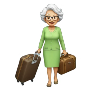 grandma with a suitcase flies on vacation sticker