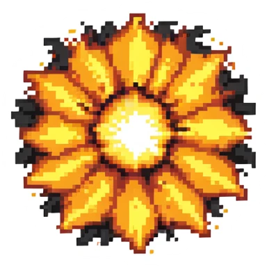 center fire explosion core, bright orange and yellow sticker