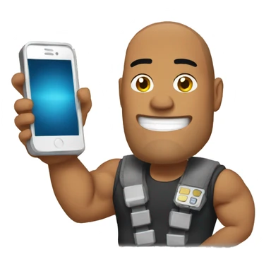the rock holding a mobile phone sticker