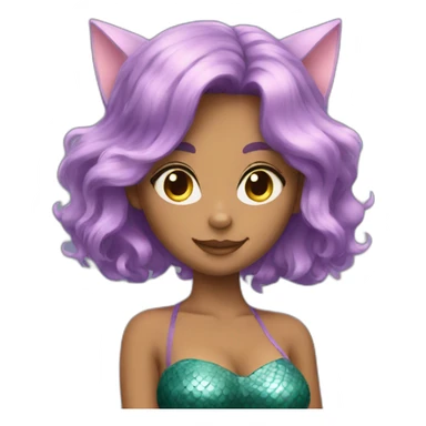 Catgirl with mermaid hair sticker