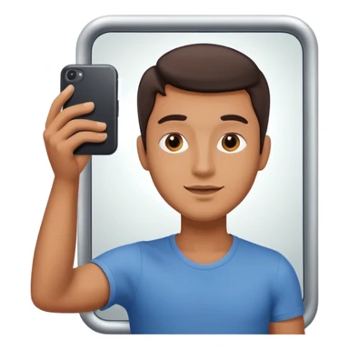 a man taking a selfie with a mirror sticker