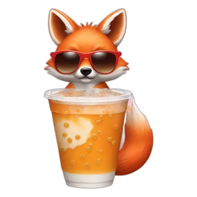 Fox with bubble tea and sunglasses sticker