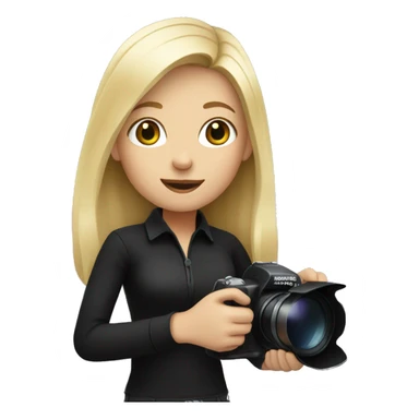 Blonde girl wearing black and holding a camera  sticker