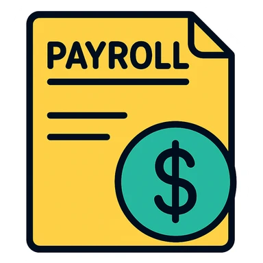 payroll icon with a dollar sign and document, modern style sticker