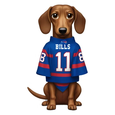Wiener dog wearing a buffalo bills jersey  sticker