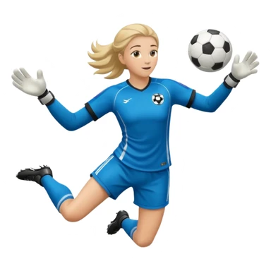 make a girl goalie diving through the air with a soccer ball in her hands sticker