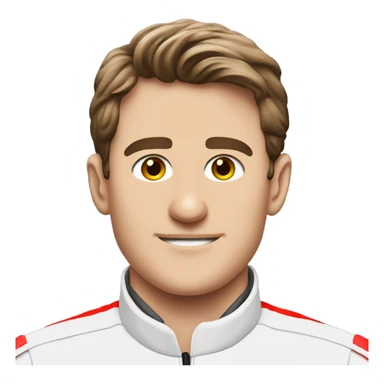 Crea un emoji di un uomo pilota di formula 1, Leclerc con la tuta della Ferrari sticker