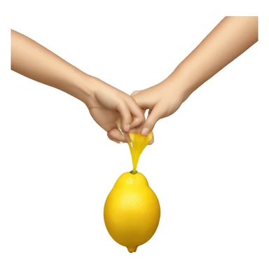 a hand squeezing a lemon sticker