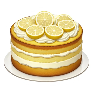 A lemon cake with a white cream filling, topped with two thin lemon slices. sticker