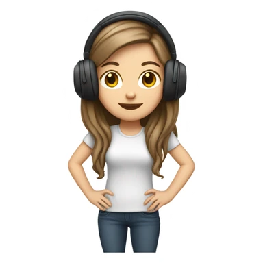 White long brunette girl listening to music sticker