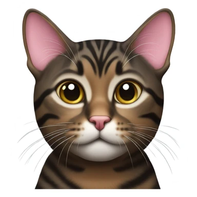 Black brown tabby cat with pink nose  sticker
