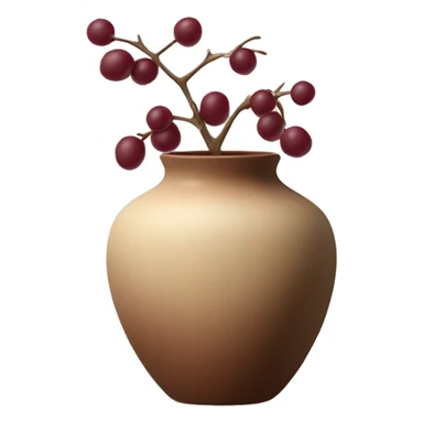 Beige and burgundy berries and twigs in a brown vase sticker