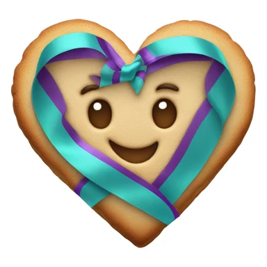 Cookie heart with teal purple support ribbon sticker