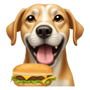 a dog eating a hamburger  sticker
