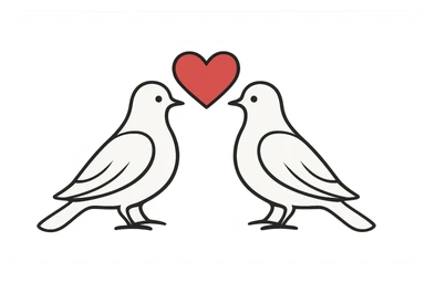 pair of doves with a heart sticker