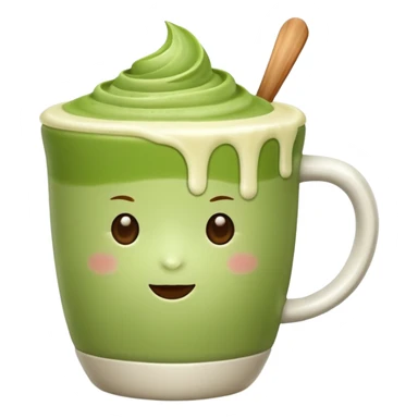matcha latte in a cup without a spoon sticker