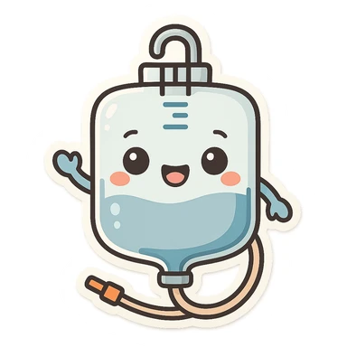 cartoon emoji of a catheter bag, cheerful and approachable sticker