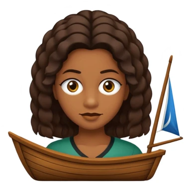 Crie um emoji que tenha o cabelo castanho médio, de cumprimento no peito, que tenha uma franja no tamanho da sobrancelha, com os olhos escuros e que use uma regata preta sticker