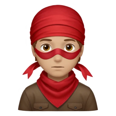 boy eyes covered with red bandana sticker