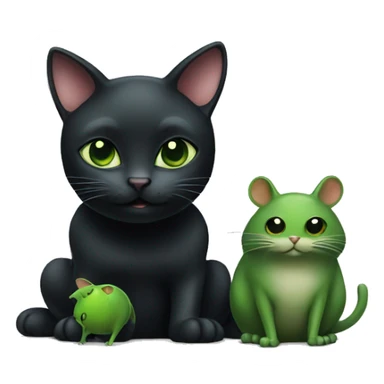 Black cat and green mouse  sticker