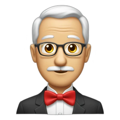 side-face-of-gray-haired-half-bald-grandpa-wearning-dinner-jacket-with-red-bow-tie sticker