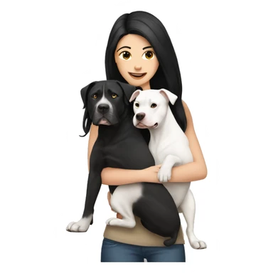 White Girl with black hair hug a pitbull sticker