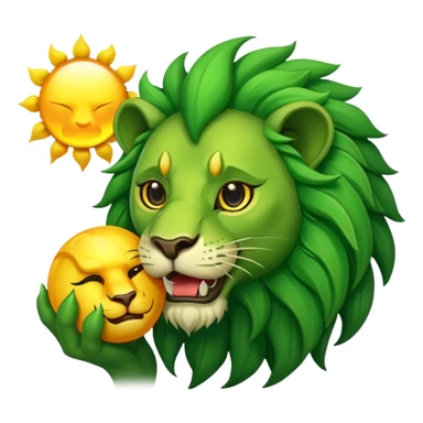 Alchemist style green lion devouring sun sticker