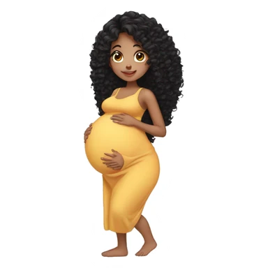 Pregnant girl long black curly hair sticker