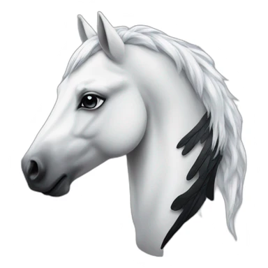 White horse with black spots and wings an unicorn horn sticker