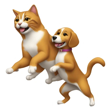 Un chat qui danse avec un chien sticker