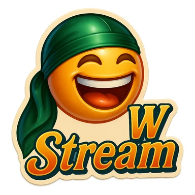lol face
Change His durag To Green
Add the words W Stream sticker