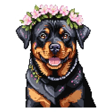 rottweiler with a cherry blossom flower crown sticker