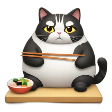 A fat cat making sushi sticker