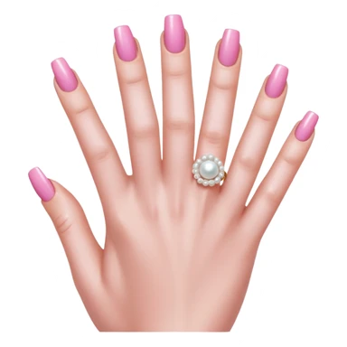 acrylic nails,  pink, pretty pearl ring on hand sticker