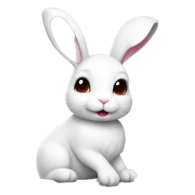 White bunny with cherry blossoms sticker